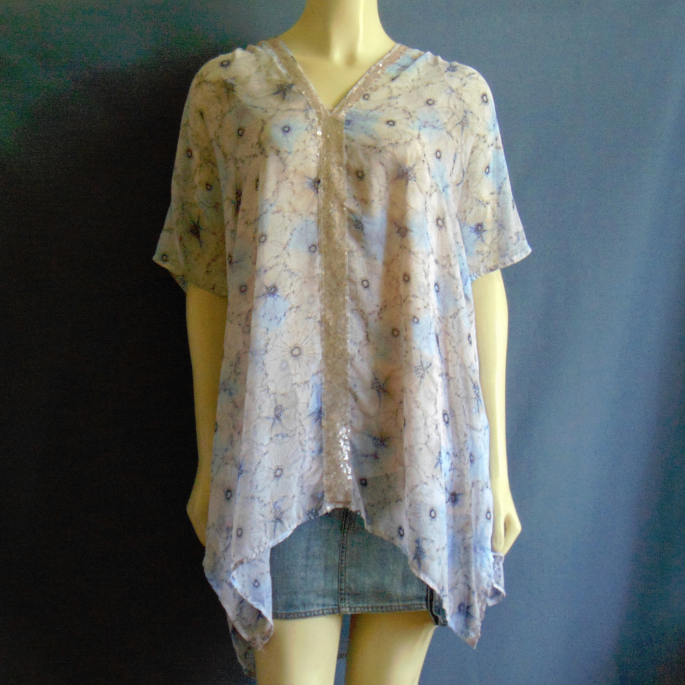 Anthro One September Floral Lyla Tunic Top M - Picture 4 of 6